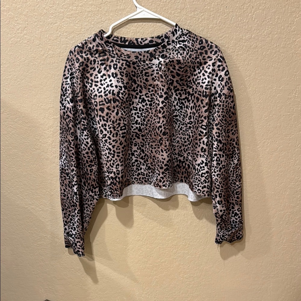SHEIN Leopard Print Crewneck Sweater in Brown and Black